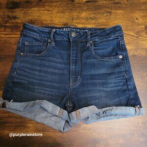 American Eagle Jeans 8 Shortie Cut Off Super Hi Rise Super Stretch Dark Wash